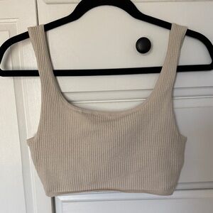 NWT ARITZIA Babaton waffle knit Crop Top - Beige
